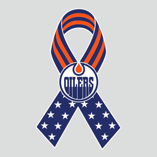 Edmonton Oilers Ribbon American Flag logo iron on paper